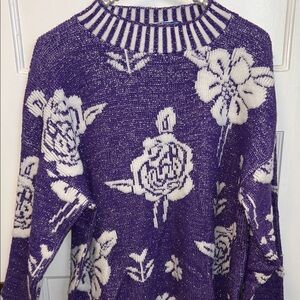 Vintage Purple Floral Women's Sweater